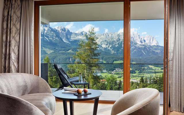 Turmalin Wohnzimmer mit Blick auf den Wilden Kaiser