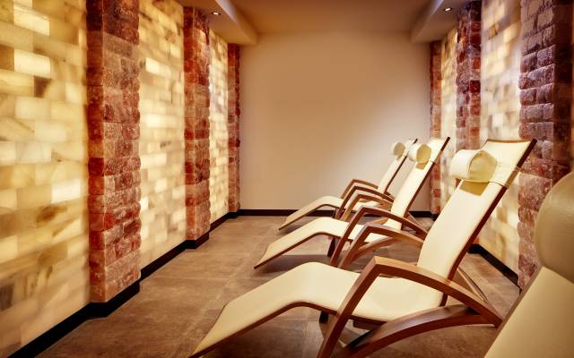 Himalayan salt cave with loungers