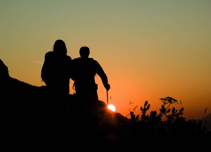 Hiking at sunrise